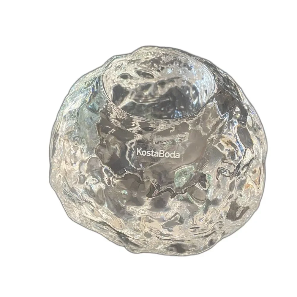 Kosta Boda Sweden Crystal Snowball Votive Candle Holder 3.75” Large